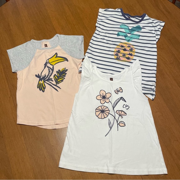 Tea Collection Other - Tea Collection Lot of 3 Girls' Tropical Graphic Tee & Tank Top Bundle Size 4